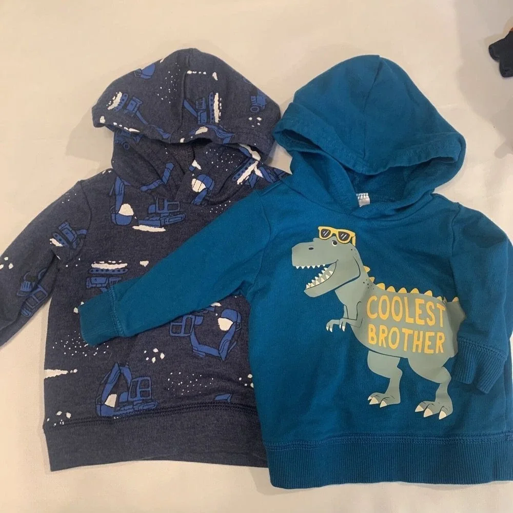 CARTER'S Dino & Truck Hoodie,‎ Size 6m Set Of 2